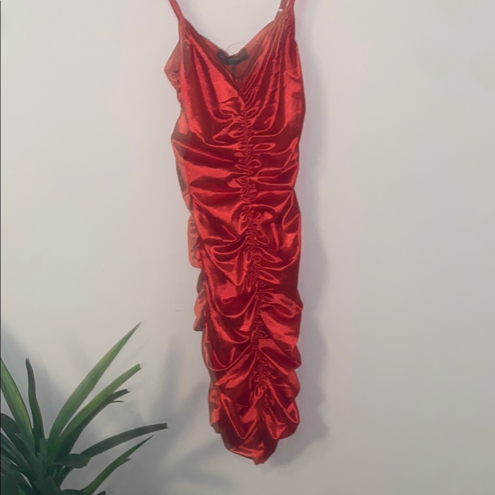 Elegant Red Ruched Dress